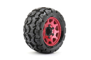 1/10 ST 2.8 EX-Tomahawk Tires Mounted on Metal Red Claw Rims, Medium Soft, Glued, 12mm 1/2" Offset