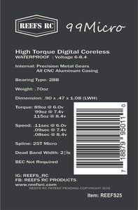 99 Micro High Torque High Speed Micro Servo 0.08/115 @ 8.4V