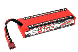 5400mAh 7.4v 2S 50C Hardcase Sport Racing LiPo Battery with Hardwired T-Plug Connector