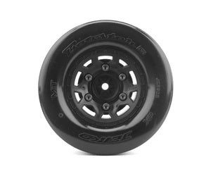 1/10 DR Booster RR Narrow RearTires, Ultra Soft, Belted, Mounted on Black Claw Rims, 0 Offset