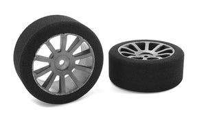 Attack Foam Tires, for 1/10 GP Touring, 35 Shore, 26mm Front, Carbon Rims