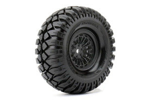 Hardrock 1/10 Crawler Tires Mounted on Black 1.9" Wheels, 12mm Hex (1 pair)