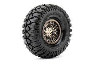 Hardrock 1/10 Crawler Tires Mounted on Chrome Black 1.9" Wheels, 12mm Hex (1 pair)