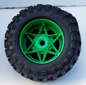 1/8 Defender 3.8" Belted All Terrain Tires 17mm Mounted Green