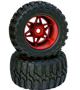 1/8 Defender 3.8" Belted All Terrain Tires 17mm Mounted Red