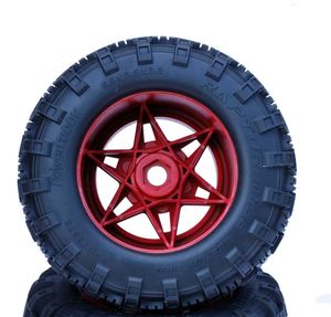 1/8 Raptor 3.8" Belted All Terrain Tires 17mm Mounted - Red