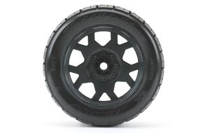 1/5 XMT Tomahawk Tires Mounted on Black Claw Rims, Medium Soft, Belted, fits X-Maxx (2)